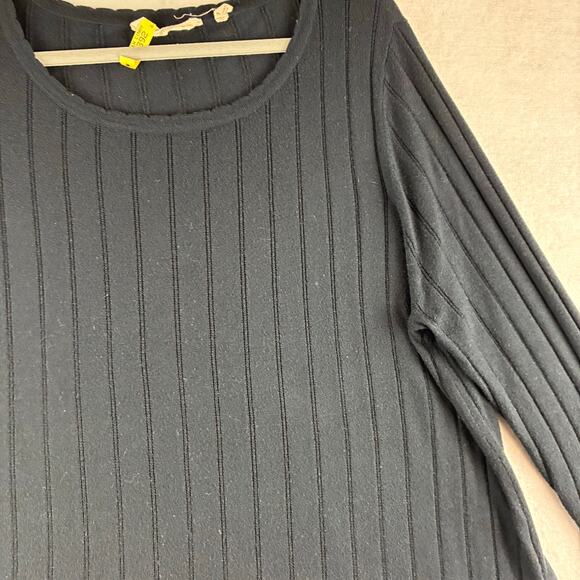 Soft Surrounding Sweater XL Ribbed Knit Scalloped Cashmere Blend Pullover Black - Picture 12 of 14